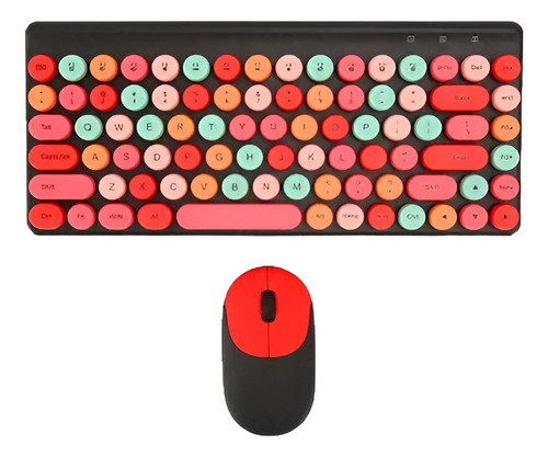 Teclado Y Mouse Pc Inalámbrico Tablet Negro/rojo Negro/rojo