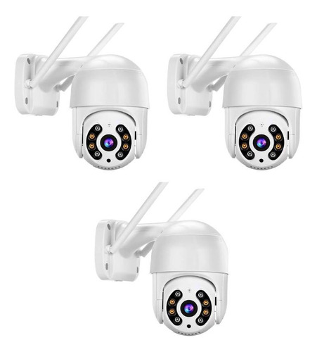 Kit 3 Câmeras Segurança Ip66 À Prova D'água Wifi 360 Graus