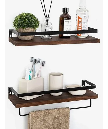 comprar Repisas Flotantes De Madera Y  Fierro Set De 2 Repisas