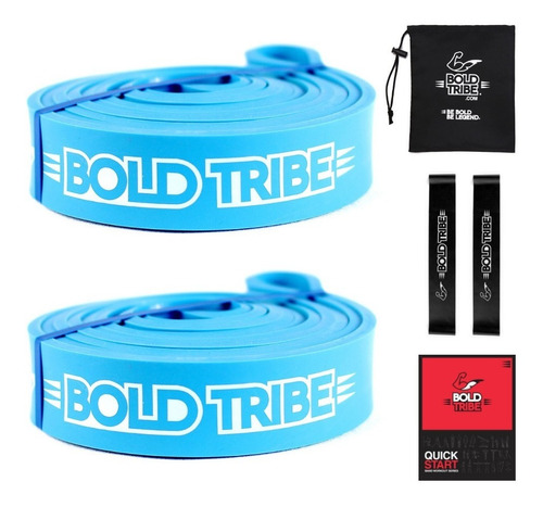 2 Ligas Bandas Resistencia Crossfit Pull Ups Azul Light #3 Con Mini Bandas Bolsas Tutoriales Ejercicio Bold Tribe