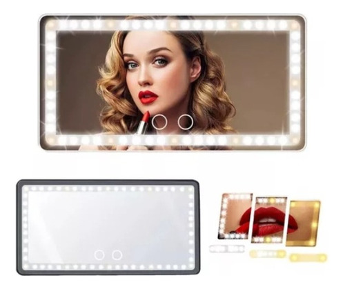 Espejo De Maquillaje De Visera De Coche Con 3 Modos Luz Led