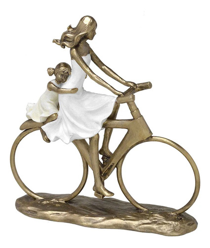 Escultura Mae E Filha Na Bike Decorativo