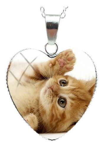 Collares Corazón De Diseños De Gatitos, Colgantes De Cristal