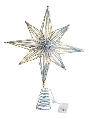Estrella Superior Del Árbol De Navidad Iluminada 30cm Plata
