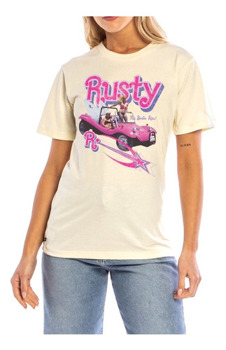 Rusty Barbie Rips Tee Crema Remera Mujer