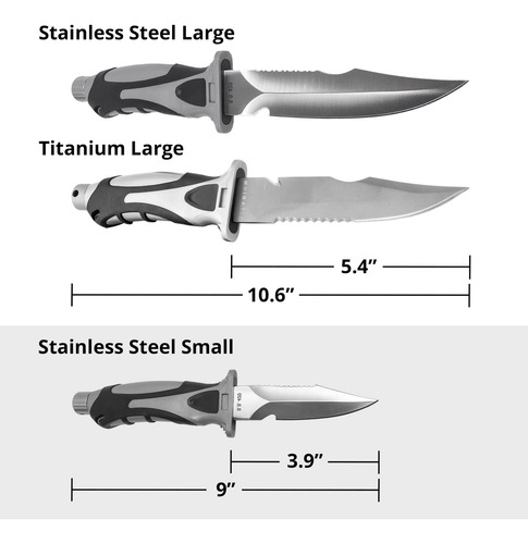 Cuchillo De Buceo Edge Series Grande De Titanio Con Funda Y