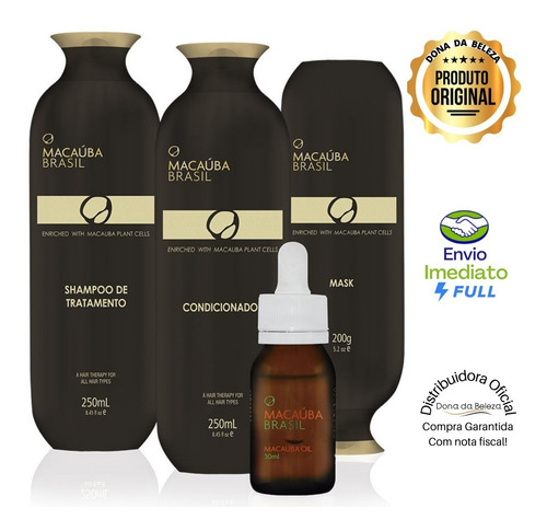 Imagem 1 de 3 de Kit Macaúba Brasil + Óleo 30ml (4 Produtos)