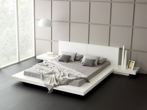 Imagen 3 de 5 de Cama Doble Moderna En Madera Lacado Ref: Hera.