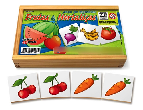 Jogo De Memória De Frutas E Hortaliças 40 Peças 