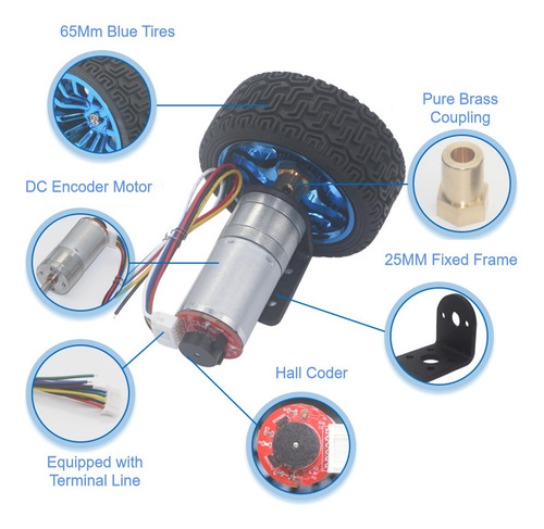 Motor Con Codificador Dc 12v 130 Rpm Para Robot Inteligente