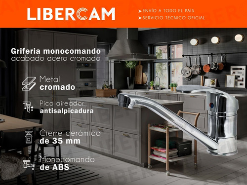 Imagen 3 de 10 de Canilla Griferia Monocomando Cocina Mesada Pico Largo Oferta