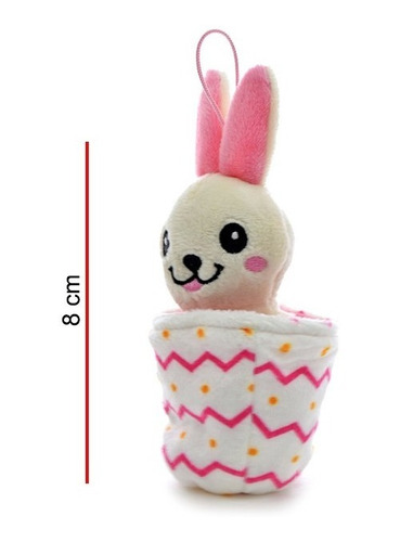 Peluche Conejito En Canastita 8cm - Orig, Phi Phi Toys Color Blanco