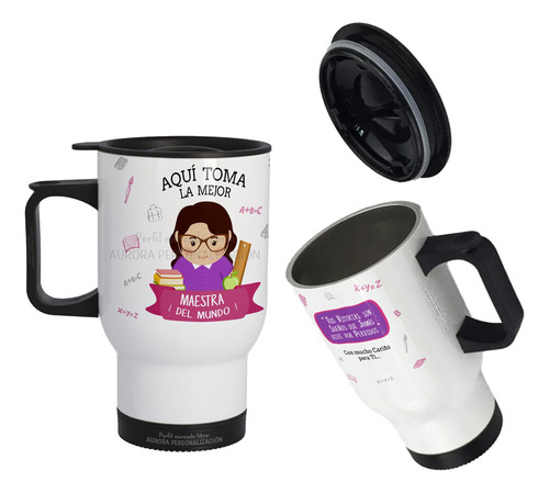 Mug Vaso Termico Viajero Para Carro Mejor Maestra Profesor