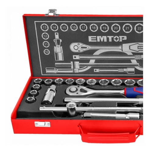 Herramienta Emtop Juego De 24 Dados Llaves Mecanicas 1/2''