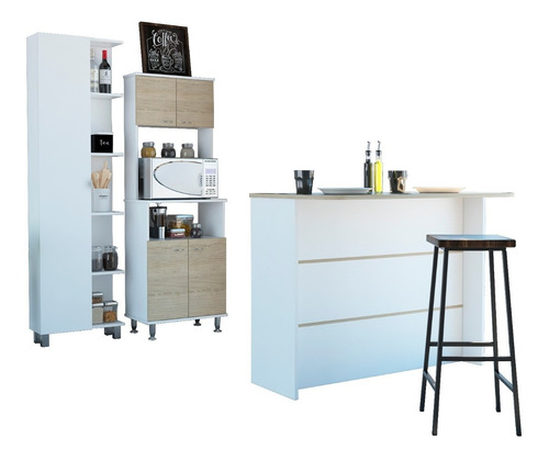  Combo Kitchen 35 Mueble Cocina 54 + Barra De Cocina + Optim