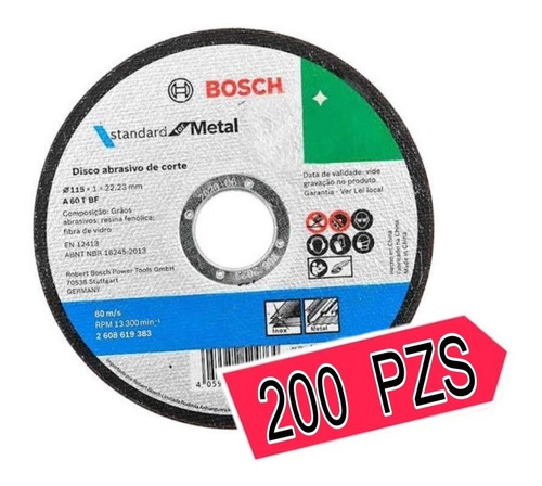 (pack 200 Pz) Disco De Corte 4-1/2x1 Corte Fino Bosch +envio