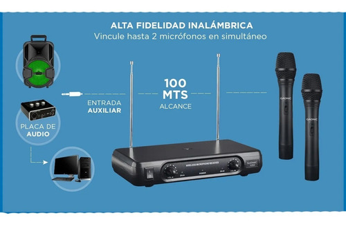 Imagen 4 de 10 de Microfono Profesional Doble De Mano Inalambrico 80m Vhf Base