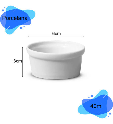 Kit Com 48 Ramekin Porcelana Branca 40ml Hotel Restaurante Cor Branco Liso