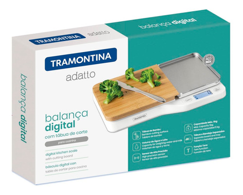 Imagem 7 de 8 de Balança Digital Cozinha Tramontina Adatto Com Tábua De Corte