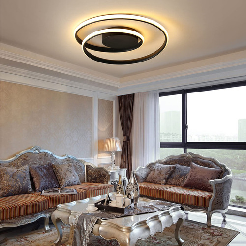 Telancy Modern Ceiling Light Spiral Black Round Flush Led C.