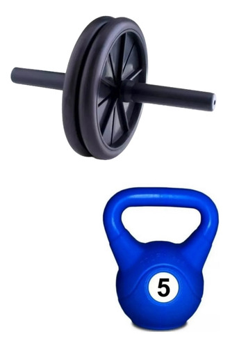 Rueda De Abdominales Doble Ab Wheels + Pesa Rusa 5kg Pvc