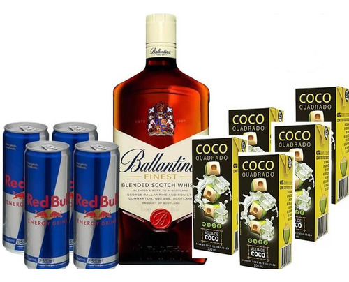 Combo Whisky Ballantine's 1l + 4 Red Bull + 5 Aguas De Coco