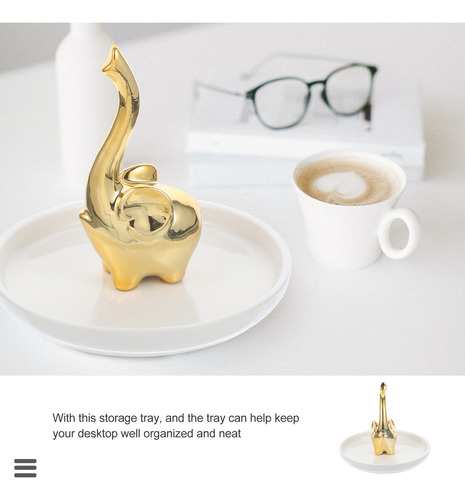 Bandeja Para Joyas Con Diseño De Elefantes Bebés Con Decorac