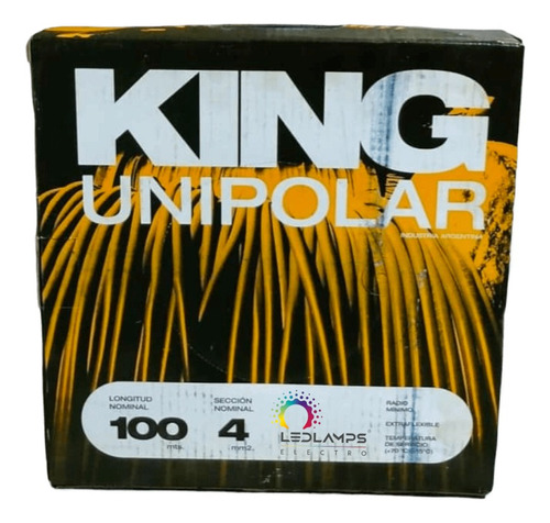 Cable Unipolar King 4mm 100mts Flexible Economico Rojo