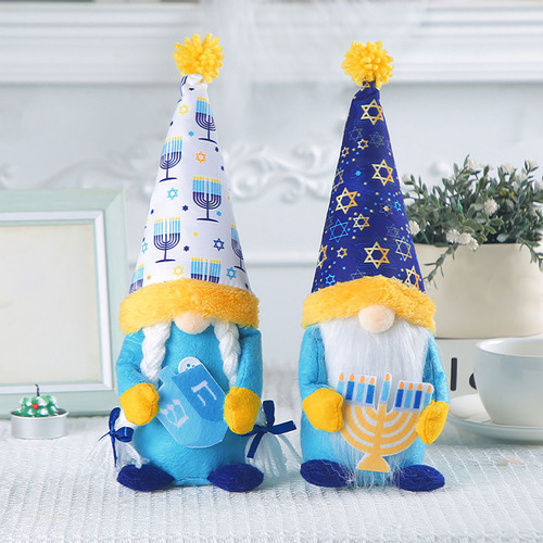 Zh Sroje Y Ornament Hanukkah Doll Rudolph, Sombrero Azul,
