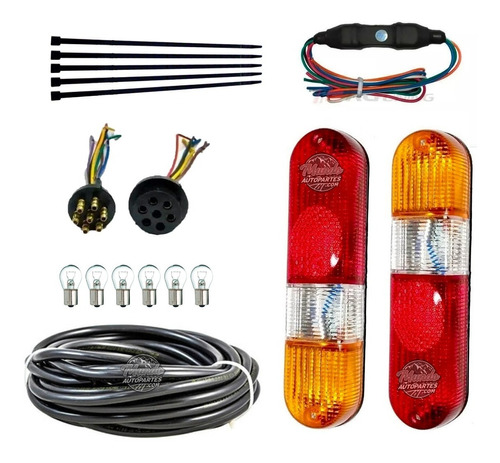 Kit Completo Modulo Trailer  Faros Ficha 5 Mts Cable 7x1