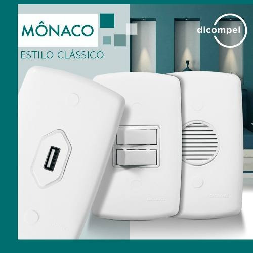 Imagem 3 de 3 de 1 Interruptor Simples Com Placa 4x2 (branco) - Mônaco Idm