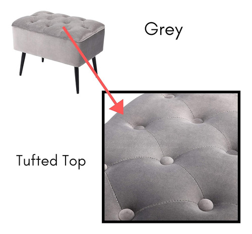 Taburete Otomano Rectangular Copetudo, Taburete De Terciopel