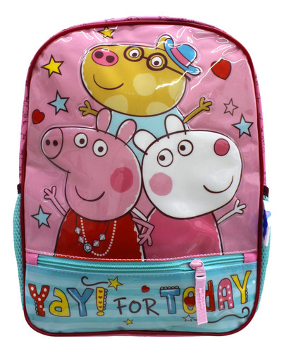 Mochila Kinder Preescolar Térmica Peppa Pig Y Amigas Color Rosa Chicle