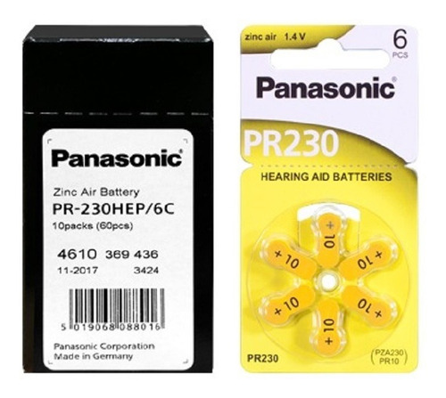 60 Baterias Auditiva Modelo Pr-230h/pr10  Panasonic