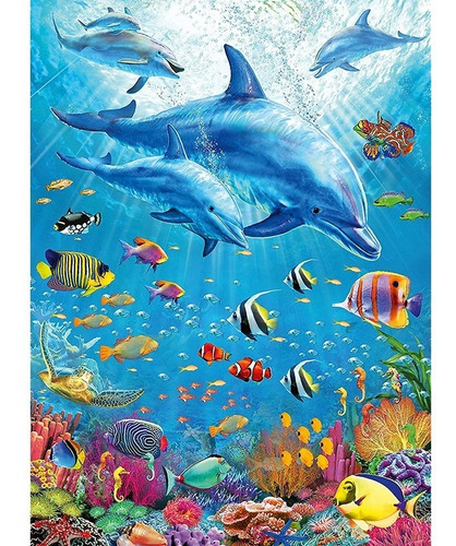 Rompecabezas Amigos Delfines 100 Pz Ravensburger Mar Azul