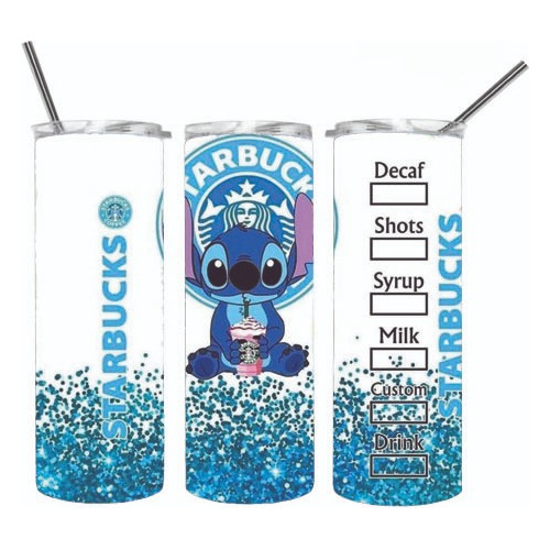 Termo 600ml Logo Starbucks Stitch Brillos Azul 0000029