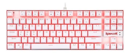 comprar Teclado gamer Redragon Kumara QWERTY Outemu DIY Brown português Brasil cor branco com luz vermelho