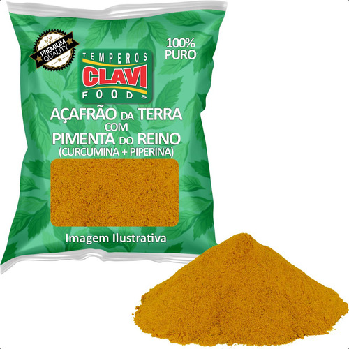 Cúrcuma + Pimenta Do Reino Pó 1kg 100% Puro Alta Absorção (Curcumina + Piperina)