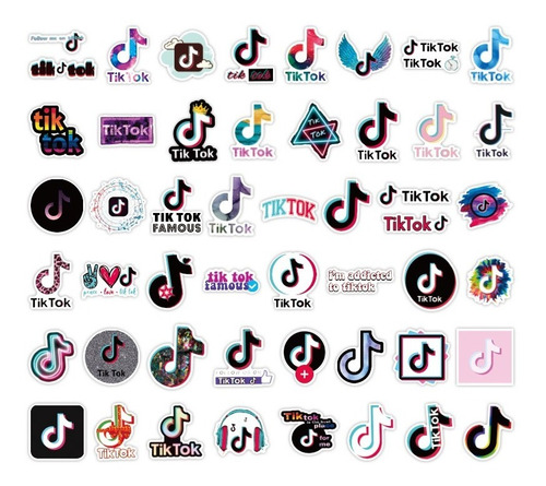 Tik Tok 50 Calcomanias Stickers D Pvc Vs Agua Redes Sociales