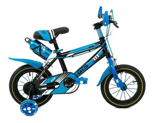 Bicicleta Infantil Rodado 12 Tipo Mountain Bike Con Rueditas Color Azul