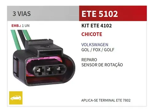 Chicote 3 Vias Femea - Sensor Rotacao Vw | Parcelamento sem juros