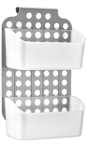 Estante Organizador De Limpieza Jabón Esponja De 2 Niveles Color Blanco