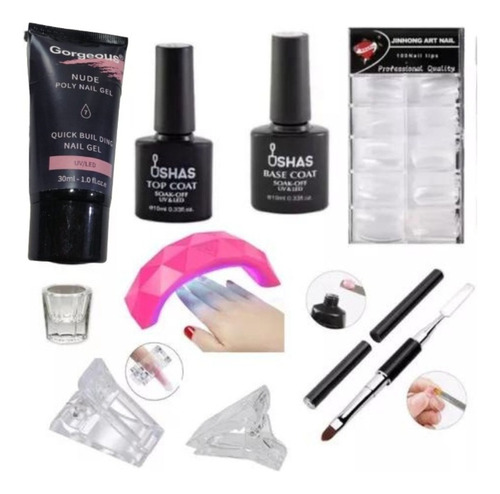 Kit Para Uñas Polygel 8 Pzas + Lampara De Regalo