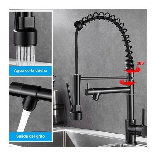 Grifo Llave Lavaplatos Monomando Extensible Triple Negra