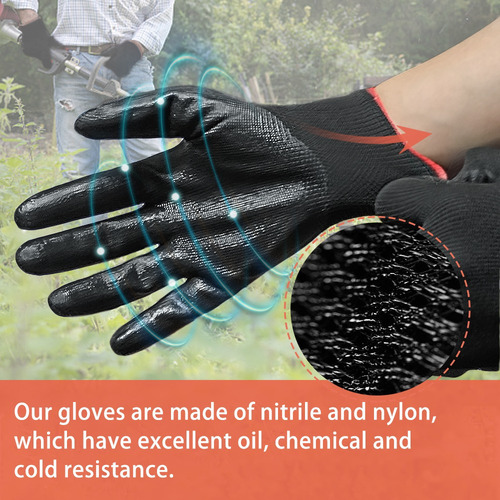 Mt Guante Nylon Negro Recubiertos Palma Nitrilo Seguridad