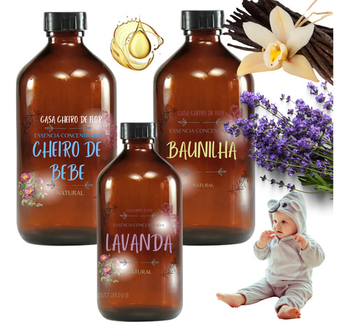 Kit Meu Bebe 3 Essencias 15ml Para Velas