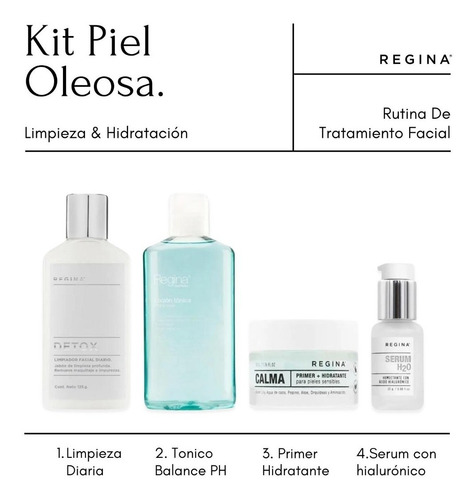 Kit Piel Oleosa Regina Rutina De Tratamiento Facial