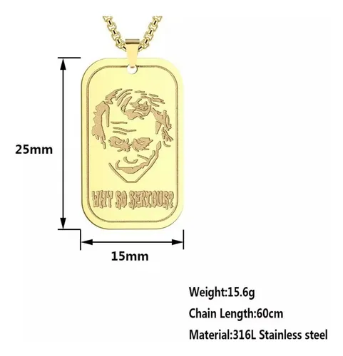 Collar Para Hombre Y Mujer Dije Guason Joker Acero Color Oro