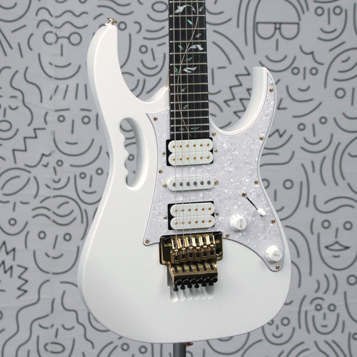 Guitarra Ibanez Jem 7vp White Steve Vai Dimarzio Evolution Edge Tremolo Corpo Em Alder Wizard Neck Escala Em Ebano Com Tree Of Life
