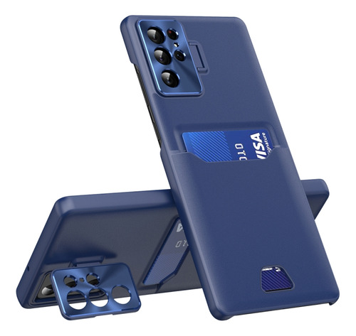 Funda De Teléfono Con Soporte Invisible Azul Zafiro Para Sam